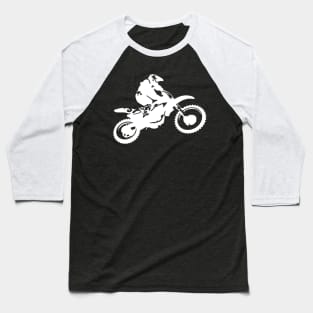Motor X White Silhouette Dirt Bike Baseball T-Shirt